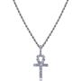 TOPGRILLZ 14K Gold Plated Iced Out CZ Lab Diamond Ankh Cross Egyptian Pendant for Men and Women with 24'' Stainless Steel Chain Necklace