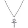 TOPGRILLZ 14K Gold Plated Iced Out CZ Lab Diamond Ankh Cross Egyptian Pendant for Men and Women with 24'' Stainless Steel Chain Necklace