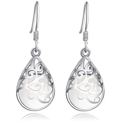 Dangle s925 Silver Teardrop Earrings for Women Girls Teens Vintage Filigree Fashion Women Drop Earrings Charm Gifts Dangle s925 Silver Teardrop Earrings for Women Girls Teens Vintage Filigree Fashion Women Drop Earrings Charm Gifts
