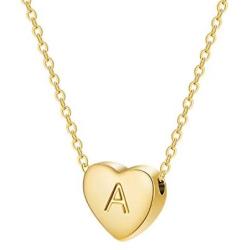 Dainty Initial Necklace Letters A to Z 26 Alphabet Heart Pendant Necklace,Valentines Day Gifts for Her, 14K Real Gold Plated Personalized Necklace for Girl Women