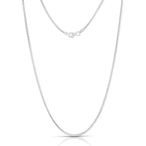 .925 Rhodium Plated Sterling Silver 1mm, 1.5mm, 2mm, 3mm or 3.5mm Franco Chain Necklace