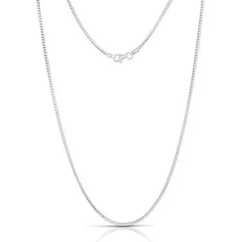 .925 Rhodium Plated Sterling Silver 1mm, 1.5mm, 2mm, 3mm or 3.5mm Franco Chain Necklace .925 Rhodium Plated Sterling Silver 1mm, 1.5mm, 2mm, 3mm or 3.5mm Franco Chain Necklace