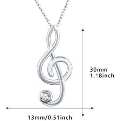 Waysles Music Note Necklace, Opal Pendant Necklace for Women S925 Sterling Silver Treble Clefs Necklace Jewelry Gifts for Music Lover