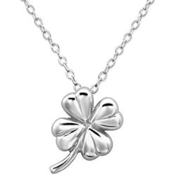 925 Sterling Silver Heart Clover Leaf - Lucky in Love 18'' Necklace for Women, Teen