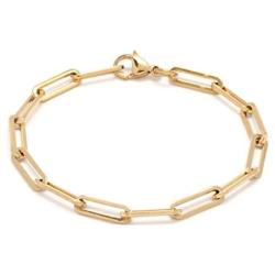 Stonemint 18k Warm Yellow Gold-Plated 4.8mm Paperclip Link Chain Necklace and Bracelet - 6.75''- 24''