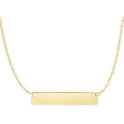 Ritastephens 14k Gold Bar Pendant Name Plate with Engraving Adjustable Necklace 16 to 18 Inches