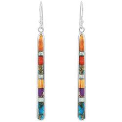 Turquoise Earrings in Sterling Silver & Genuine Gemstones (2.5'' Long)