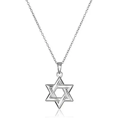 Plated 925 Sterling Silver Star of David Pendant Necklace With 18'' Cable Chain Plated 925 Sterling Silver Star of David Pendant Necklace With 18'' Cable Chain