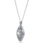 BERRICLE Rhodium Plated Sterling Silver Cubic Zirconia CZ Art Deco Filigree Milgrain Fashion Necklace and Earrings Set