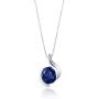 Created Blue Sapphire Pendant Sterling Silver Bezel Set 2.75 Carats