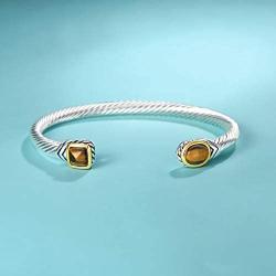 UNY Bracelet Designer Brand Inspired Antique Women Jewelry Cable Wire Bangle Gem Stone Christmas Day Gift