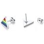 PJ Gay Pride Lesbian Equality Triangle Rainbow Stud Earrings in Stainless Steel