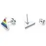 PJ Gay Pride Lesbian Equality Triangle Rainbow Stud Earrings in Stainless Steel PJ Gay Pride Lesbian Equality Triangle Rainbow Stud Earrings in Stainless Steel