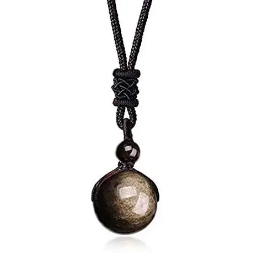 Natural Gold Obsidian Onyx Pendant Rainbow Eyes Beads Lucky Blessing Necklace Natural Gold Obsidian Onyx Pendant Rainbow Eyes Beads Lucky Blessing Necklace