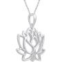 Open Lotus Flower Charm Necklace Pendant in 925 Sterling Silver Jewelry