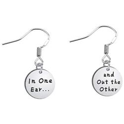 SEIRAA Funny Earrings in One Ear and Out The Other Earrings Stainless Steel Tone Earring Wires for her