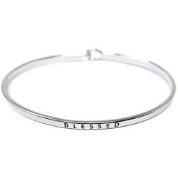 by you Inspirational Positive Message Engraved Thin Cuff Bangle Hook Bracelet