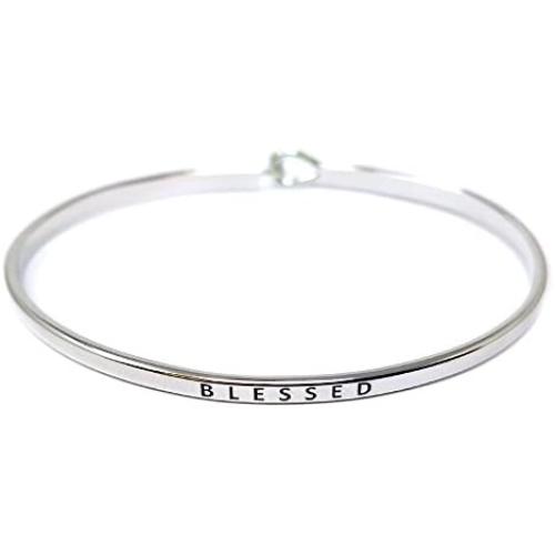 by you Inspirational Positive Message Engraved Thin Cuff Bangle Hook Bracelet