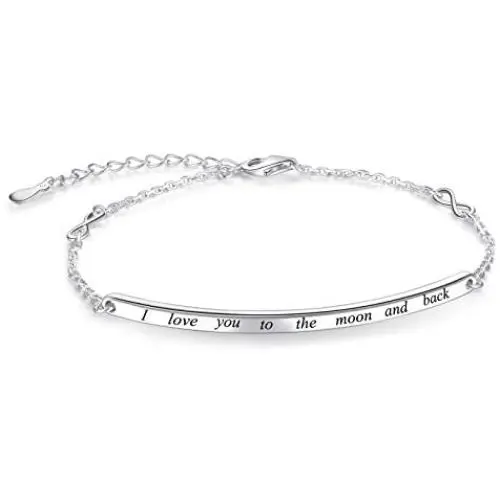 IOHUPCI Sterling Silver Bracelet Gift For Women Girl Daughter Sister Mother Friends - Engraved Inspirational Charm Bracelets Adjustable Bangle Jewelry IOHUPCI Sterling Silver Bracelet Gift For Women Girl Daughter Sister Mother Friends - Engraved Inspirational Charm Bracelets Adjustable Bangle Jewelry