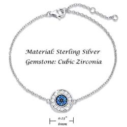 FANCIME Sterling Silver Evil Eye Necklace Evil Eye Bracelet Cubic Zirconia Simulated Diamond Pendant Necklace Yom Kippur Gifts Danity Fine Jewelry for Women Girls