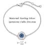 FANCIME Sterling Silver Evil Eye Necklace Evil Eye Bracelet Cubic Zirconia Simulated Diamond Pendant Necklace Yom Kippur Gifts Danity Fine Jewelry for Women Girls