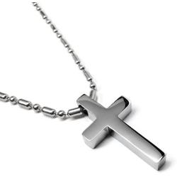 Loralyn Designs Small Simple Stainless Steel Cross Pendant Necklace (16-30 Inch Bead Chain)