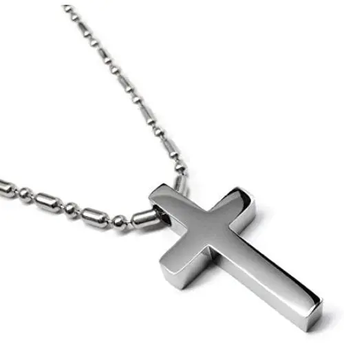 Loralyn Designs Small Simple Stainless Steel Cross Pendant Necklace (16-30 Inch Bead Chain) Loralyn Designs Small Simple Stainless Steel Cross Pendant Necklace (16-30 Inch Bead Chain)