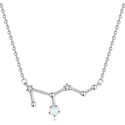 VIKI LYNN 925 Sterling Silver Created Opal Zodiac Necklace