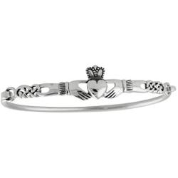 FashionJunkie4Life 925 Sterling Silver Irish Claddagh Celtic Knot Bangle Bracelet