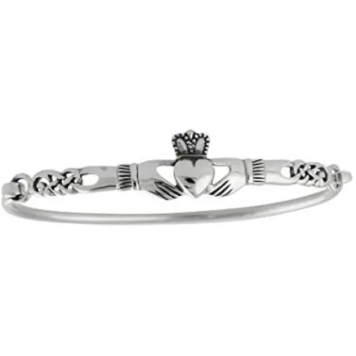 FashionJunkie4Life 925 Sterling Silver Irish Claddagh Celtic Knot Bangle Bracelet FashionJunkie4Life 925 Sterling Silver Irish Claddagh Celtic Knot Bangle Bracelet