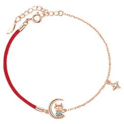 Happyyami Chinese Zodiac Ox Charm Bracelet Ox New Year Chain Bangle Fortune Red Rope Bracelet Wristband New Year Blessing Gift for Men Women Kid Rose Golden