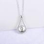 Fookduoduo Sterling Silver Teardrop Urn Necklaces for Ashes Memorial Ash Jewelry Cremation Eternity Urn Pendant Necklace for Women