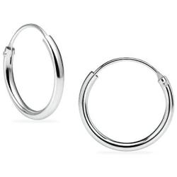 SILVERLINE JEWELRY Sterling Silver 12mm Thin Endless Infinity Sleeper Small Hoop Earrings for Cartilage, Nose, Lips Assorted Colors
