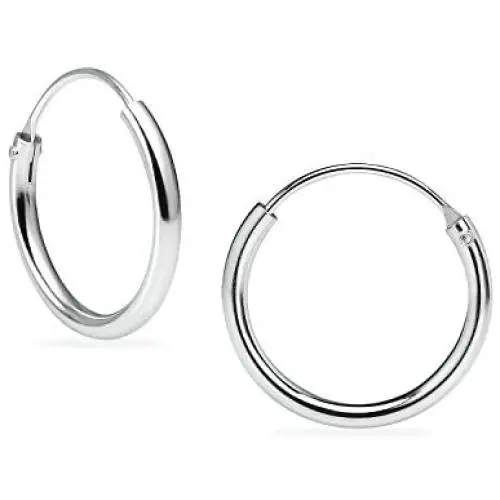 SILVERLINE JEWELRY Sterling Silver 12mm Thin Endless Infinity Sleeper Small Hoop Earrings for Cartilage, Nose, Lips Assorted Colors SILVERLINE JEWELRY Sterling Silver 12mm Thin Endless Infinity Sleeper Small Hoop Earrings for Cartilage, Nose, Lips Assorted Colors