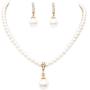 Rosemarie & Jubalee Womens Single Strand Classic Cream 6mm Simulated Pearl Necklace 14mm Dangle Charm and Earrings Jewelry Set
