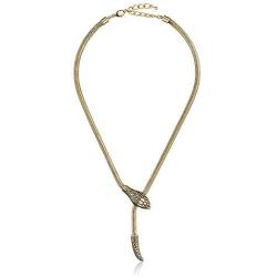 superchic jewelry Vivid Gold Snake Necklace Hand Set with Emerald Oval Shape Rhinestone Eyes (Gold Plating)