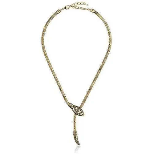 superchic jewelry Vivid Gold Snake Necklace Hand Set with Emerald Oval Shape Rhinestone Eyes (Gold Plating)