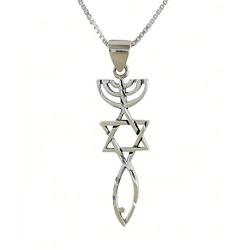 AJDesign Sterling Silver Messianic Seal Pendant Spiritual Religious Jewelry Grafted Necklace Pendant with Chain