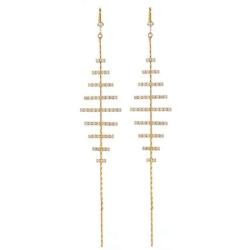 Fashion Irregular Long Tassel Leaf Earrings Long Fringe Chain Crystal CZ Drop Dangle Earrings for Women Girls