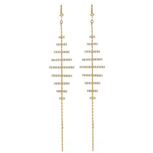 Fashion Irregular Long Tassel Leaf Earrings Long Fringe Chain Crystal CZ Drop Dangle Earrings for Women Girls