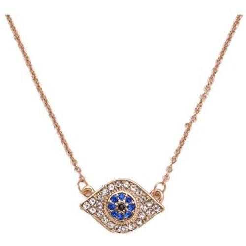 Dainty Evil Eye Necklace Gold Plated Cubic Zirconia Turquoise Evil Eye Pendant Necklace Boho Protection Blue Eye Love Heart Crystal Minimalist Simple Adjustable Chain Necklace Jewelry Gift for Women