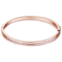 Stainless Steel Jewelry Bangle Bracelet Rose Gold Plated Diamonds Love High Polished Bracelet for Women Girls