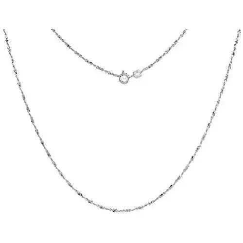 1.3mm Sterling Silver Diamond Cut Twisted Serpentine Chain Necklace for Women and Girls Nickel Free Italy