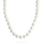 Bling Jewelry White Strand Necklace for Women Rhodium Plated Crystal Clasp Simulated Pearl 10MM 16 Inch