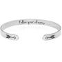 jolliz Inspirational Bracelets for Women- Silver Mantra Bangle Cuff Jewelry- Motivational Gift for Her- Stainless Steel Motivational Engraved Quote Bracelet