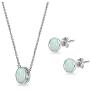 Sterling Silver Genuine or Synthetic Gemstone 5mm Round Bezel Dainty Choker Necklace & Stud Earrings Set