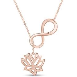 AFFY 14K Gold Over Sterling Silver Infinity with Lotus Flower Pendant Necklace