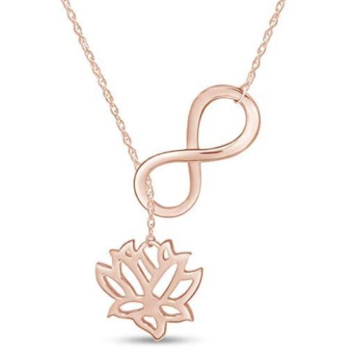 AFFY 14K Gold Over Sterling Silver Infinity with Lotus Flower Pendant Necklace