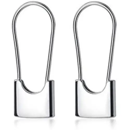 Cute Sterling Silver Safety Pin Small Hoop Earrings for Women Girls Men Cartilage Minimalist Sleeper Hoops Lightweight Personalized Lock Dangle Drop Fashion Jewelry Gifts 24mm Cute Sterling Silver Safety Pin Small Hoop Earrings for Women Girls Men Cartilage Minimalist Sleeper Hoops Lightweight Personalized Lock Dangle Drop Fashion Jewelry Gifts 24mm