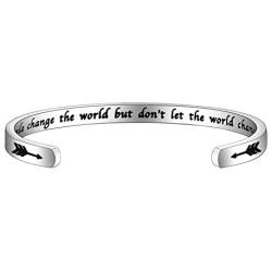 FUSTMW Inspiration Cuff Bracelets Friendship Bracelets Encouragement Gift for Her Let Your Smile Change The World